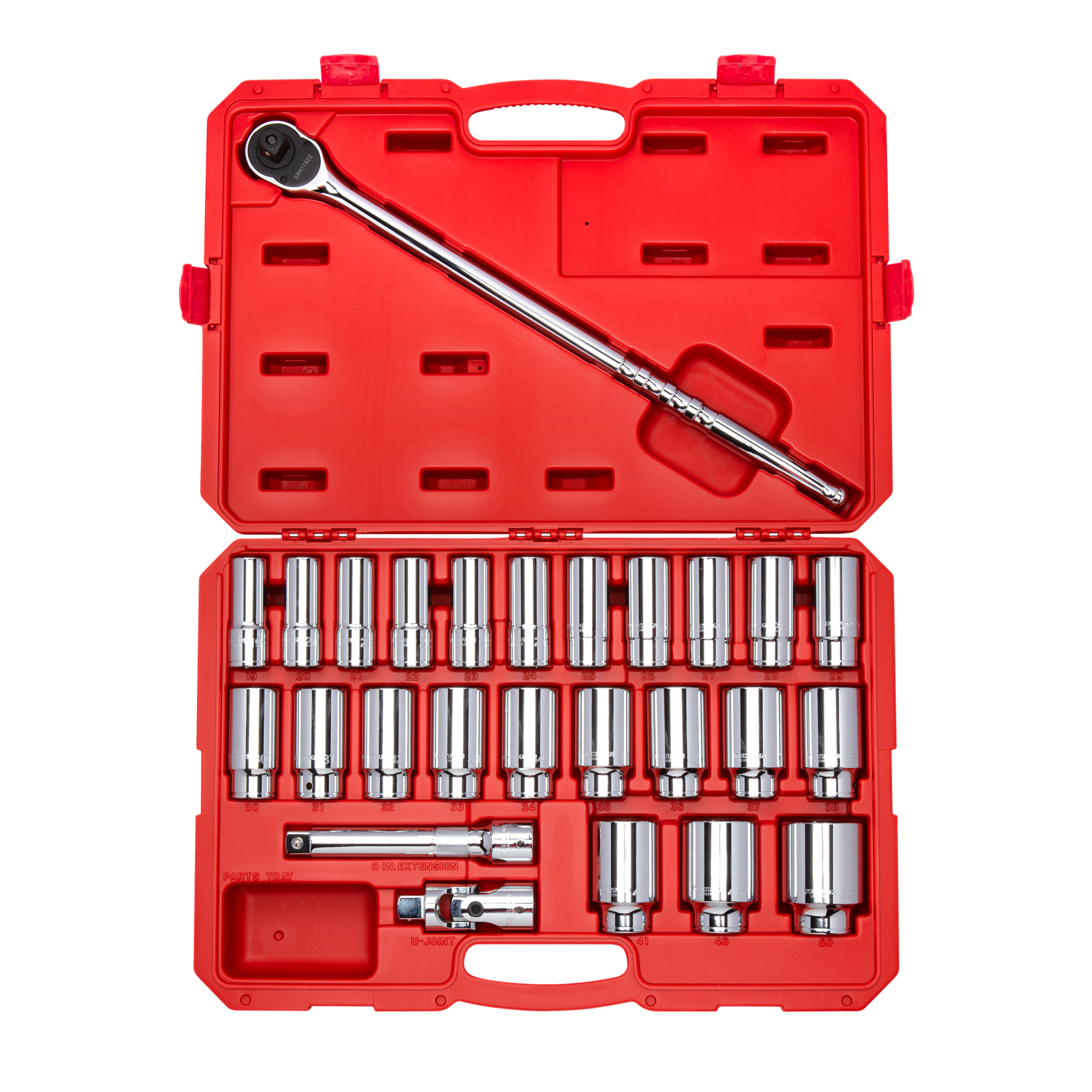 TEKTON 3/4 Inch Drive Deep 6-Point Socket and Ratchet Set with Case, 26-Piece (19 - 50 mm) | SKT35206